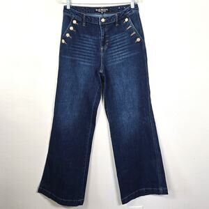 Blue Revival Recycled Denim Selina Mid Rise Jeans Womens 30 Dark Wide Leg Sailor